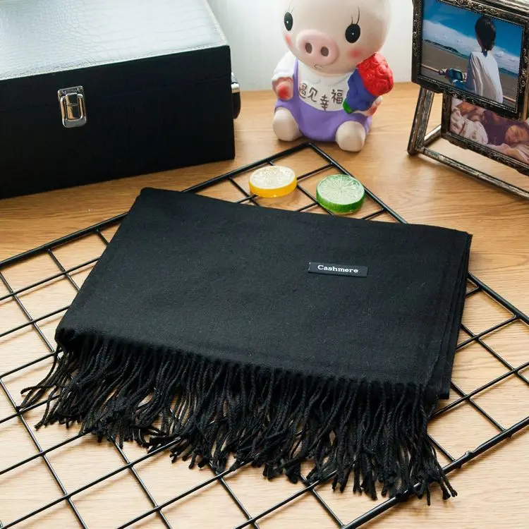 Кашемировый женский шарф новая теплая шаль Foulard Femme пашмины платок Шерстяной палантин голова шеи длинные зимние шарфы для женщин - Цвет: Black Scarf