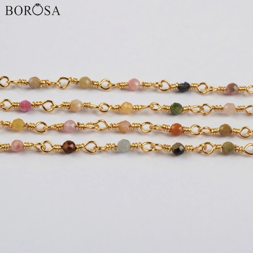 Цепочка Из Натурального турмалина BOROSA 3 метра 2 мм ограненная цепь из