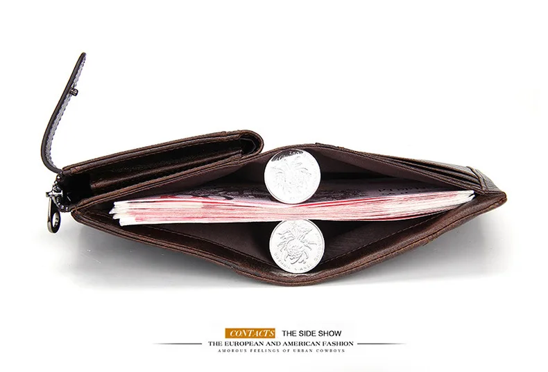 

2019 Men Leather Card Cash Receipt Holder Organizer Wallet Purse Pockets Traveling Leather for male's in orange color