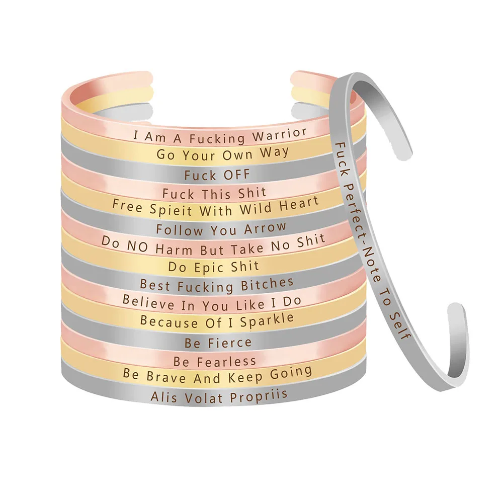 Новый Мода вдохновляющие ручное теснение Браслет-манжета браслет с мантрой Для