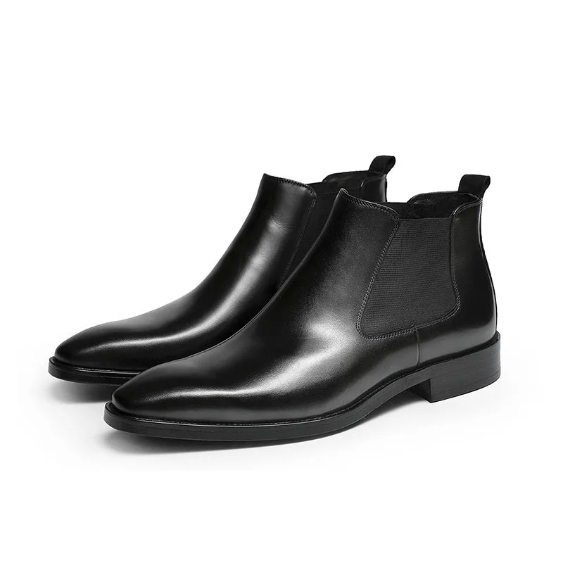 

Chelsea Boots Men Genuine Leather Formal Wedding Office Party Shoes Vintage Retro Fashion Mens Casual Leisure Boot C10