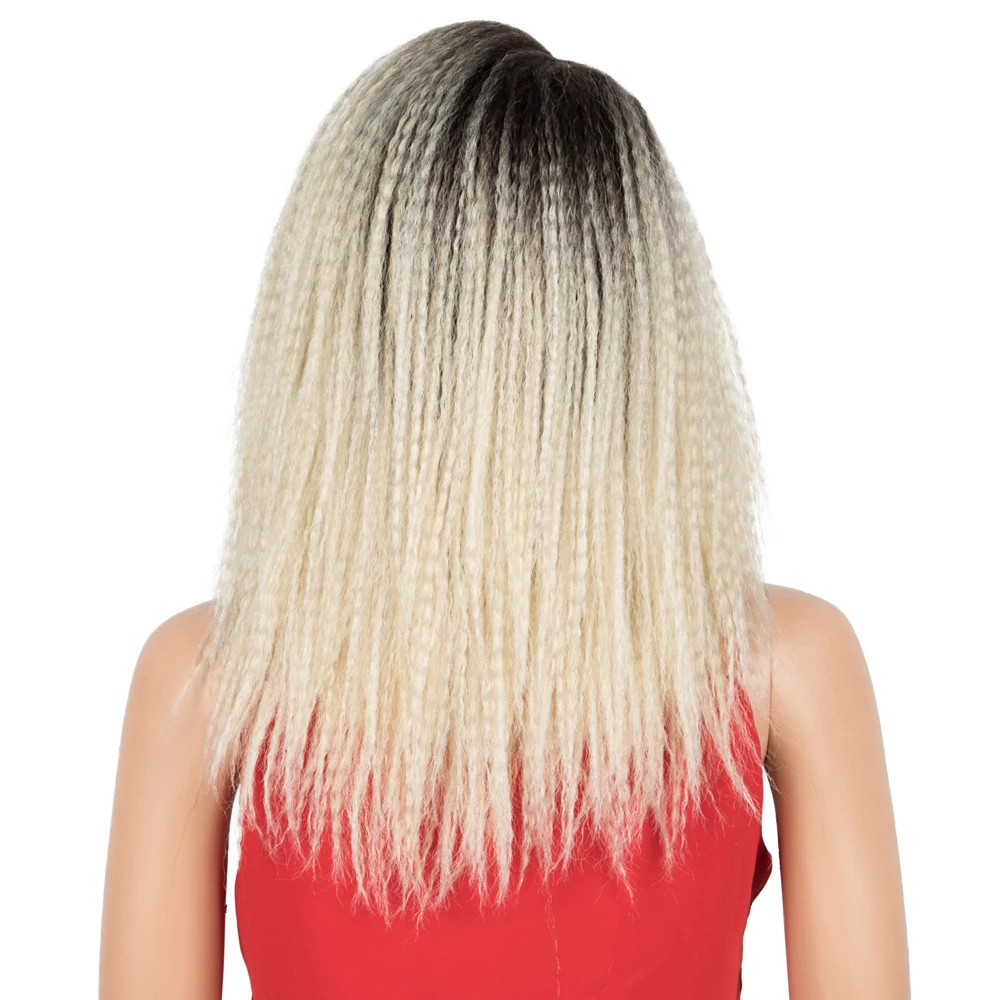 Nature Kinky Straight Wig Synthetic Hair Wigs for Black Women African Fluffy Curly Hair Ombre Pink Blonde Glueless Wig Cosplay
