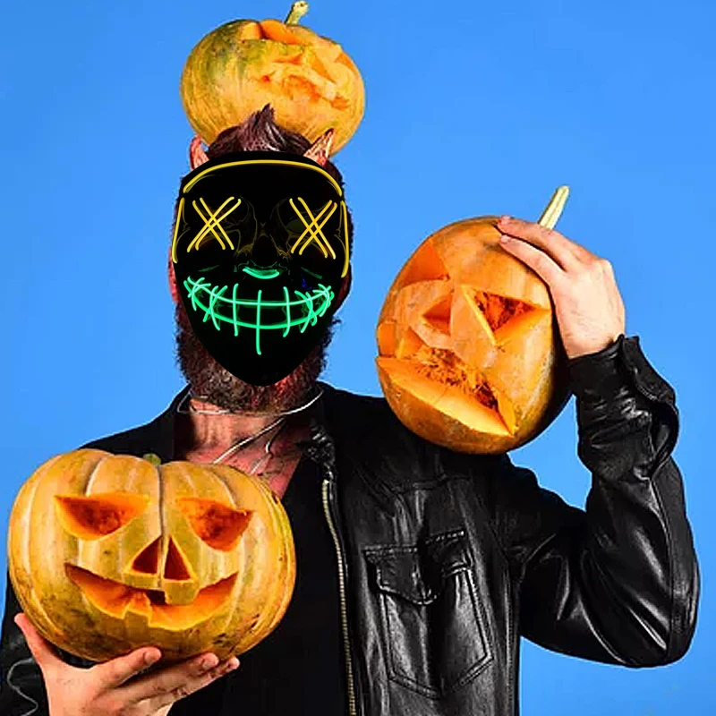 Хэллоуин вечерние двухцветные линии вилка рот шов глаз EL Люминесцентная