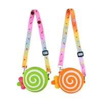 fashion rainbow color childrens bag print girl messenger bag multi accessory strap messenger shoulder bag classic zipper leathe