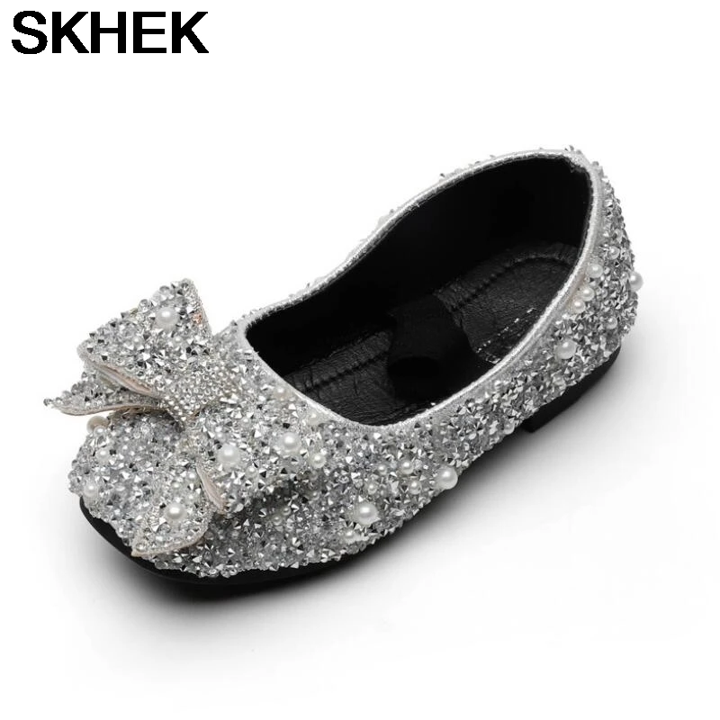 

SKHEK Toddler Kids Shoes Baby Girls Fringe Butterfly Leather Shoes Hollowed Knot Princess Shoes Slip Sequins Sandals