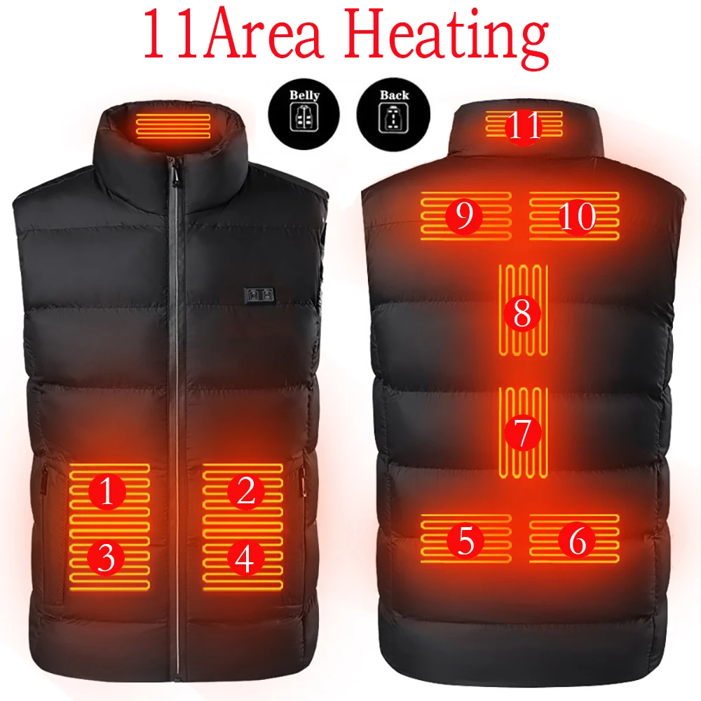 

JYMCW New USB Electric Heated Vest Winter Smart Heating Jackets Men Women Thermal Heat Clothing Plus size Hunting Coat P8101C