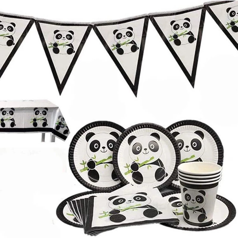 

12inch Panda Balloon Set Panda Shape Birthday Party Theme 40x60cm Aluminum Foil Film Cartoon Balloon Fish Tail Flag Decoration