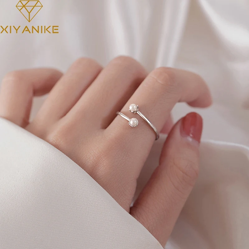 

Серебряное асимметричное кольцо GOLDRIA с жемчугом, Открытое французское элегантное темпераментное ювелирное изделие для рук, Женское Обручальное Кольцо Kольца