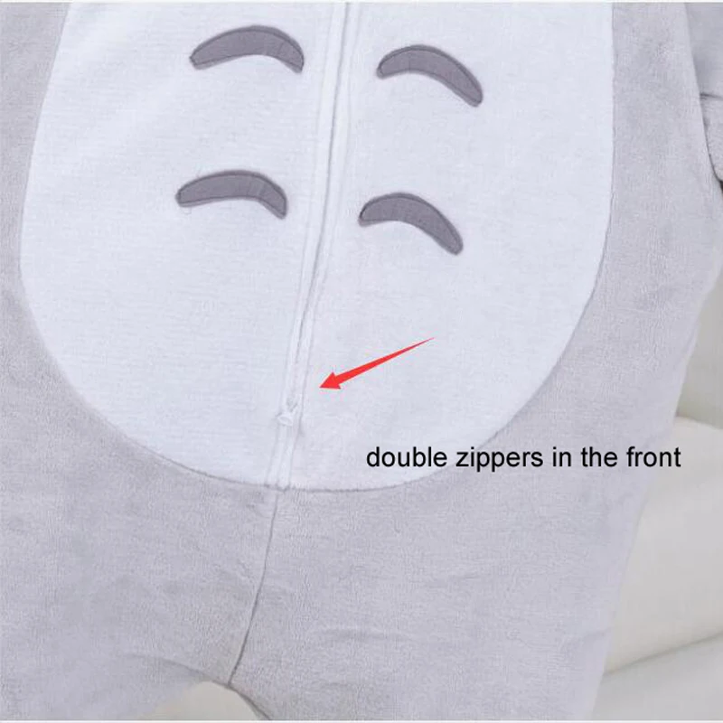 Totoro кигуруми пижамы Мультяшные ползунки для взрослых с двойной молнией цельные