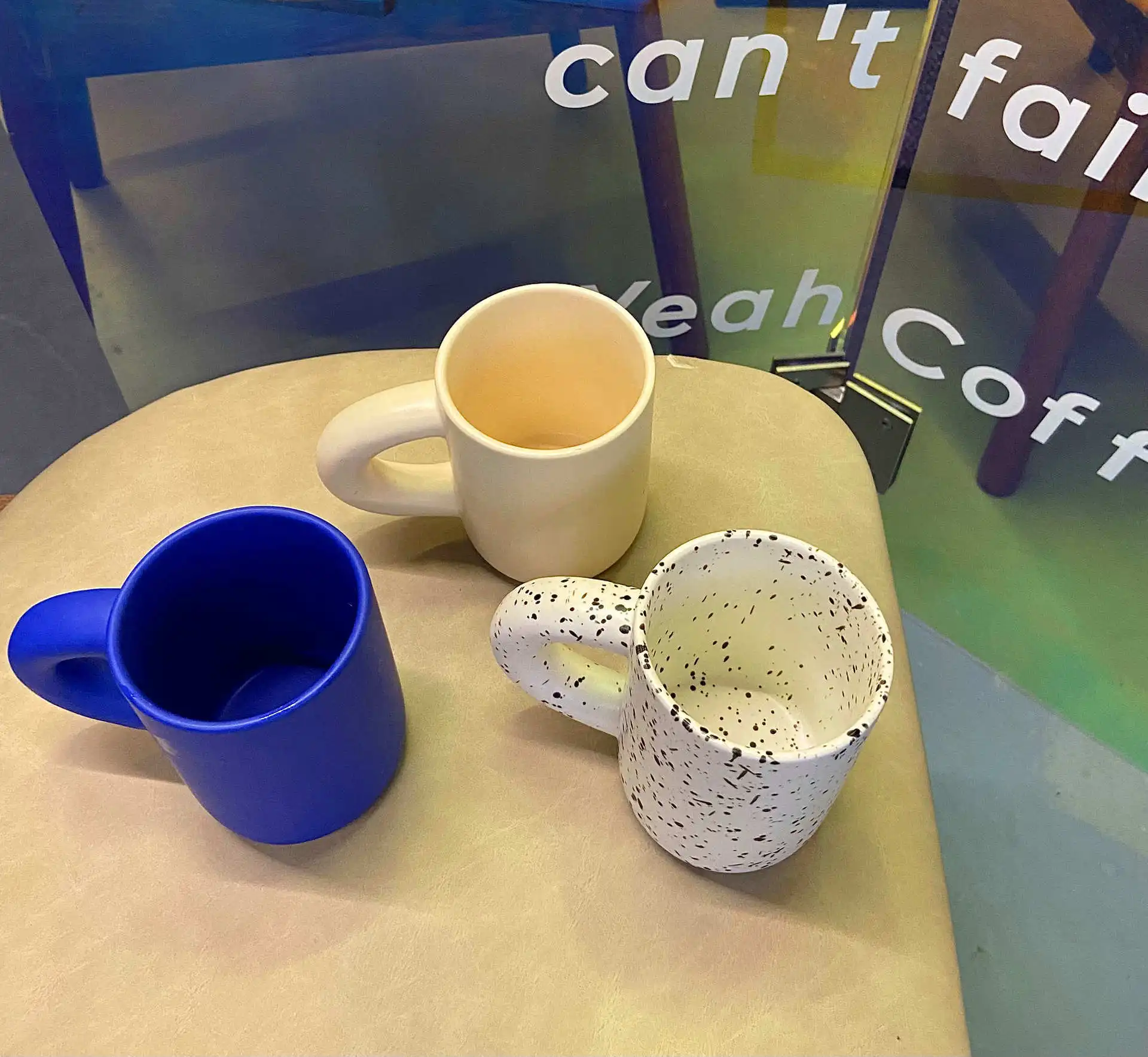 Скандинавская сетка Ins красная большая кружка с ушками керамическая Толстая