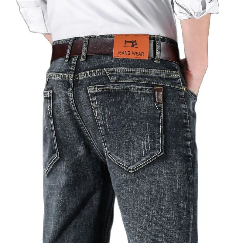 

2021 Spring Men's Jeans Classic Stretch Blue Fashion Casual Denim Pants Slim Fit Straight Long Trousers Gentleman Cowboys Pant