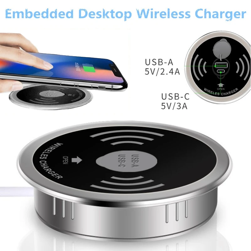 built in desktop device qi fast wireless charger 15w 10w 7 5w quick charger 3 0 embedded caricabatter tipe c chargeur induction free global shipping