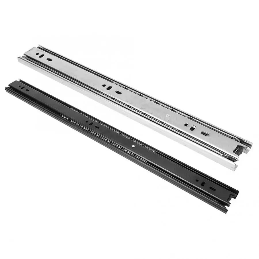 2Pcs 14in Drawer Slide Telescopic 3 Section Cold Rolled Steel for Mobile Cabinet White/Black sliding mechanism door fittings |