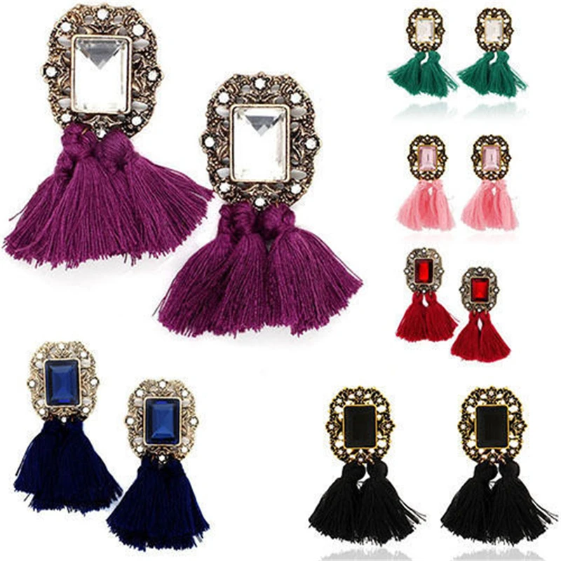 

Diamond Tassel Stud Earrings for Women Birthday Present Fashion Jewelry