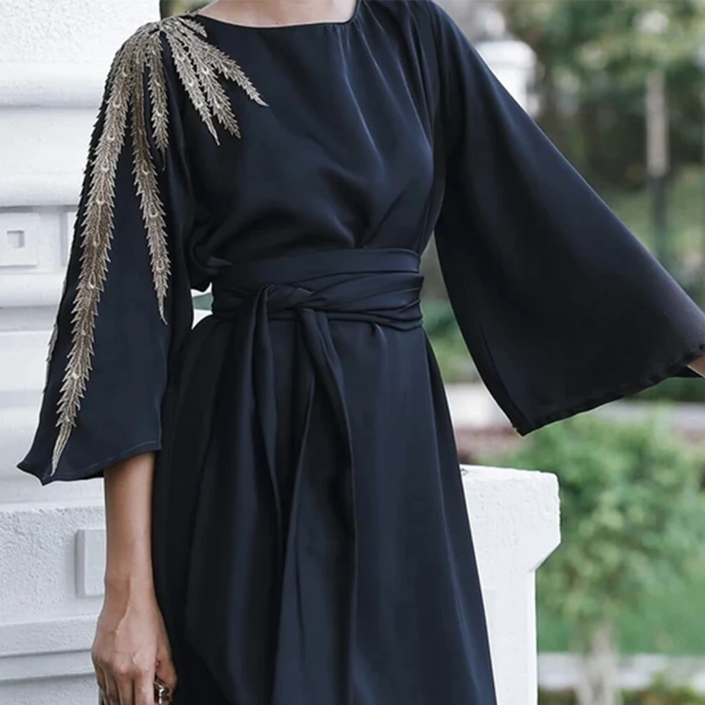 Muslim Fashion Hijab Dress Satin Abaya Dubai Turkey Maxi Dresses for Women Eid Mubarak Islam Clothing Kaftan Robe Longue Femme