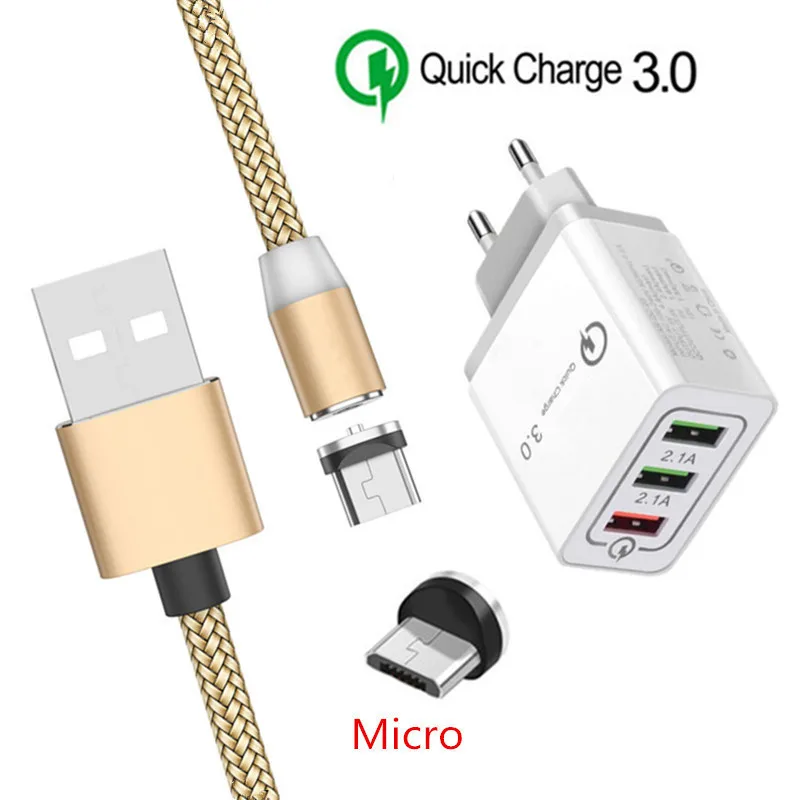 Магнитный Micro USB кабель для samsung Galaxy J7 J5 J3 J4 huawei Y5 Y6 LG G3 Stylo 3 Oppo A7 android Phone QC 3,0 USB быстрое зарядное устройство