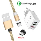 Магнитный кабель Micro USB для Samsung Galaxy J7 J5 J3 J4 Huawei Y5 Y6 LG G3 Stylo 3 Oppo A7 android Phone QC 3,0 быстрое зарядное устройство USB