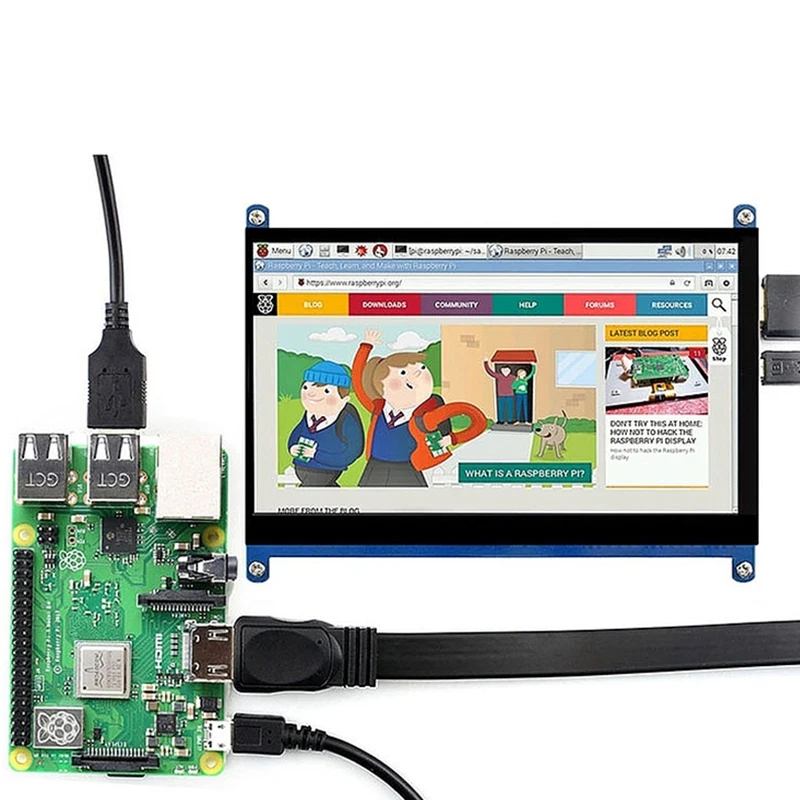 7 дюймов для Raspberry Pi 3 Model B + ЖК-дисплей пресс-экран LCD 1024x600 HDMI TFT монитор