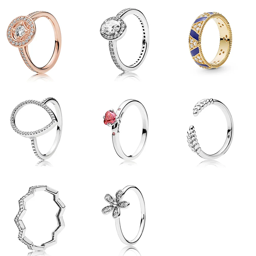 

925 Sterling Silver Ring Charms Rose Gold Hollow Out Love Shape Finger Ring For Women Party Jewelry