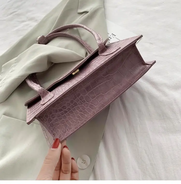 

Retro Simple Crocodile Pattern Ladies Shoulder Bag High Quality Luxury Design Ladies Handbag Soild Colour Tote Bolsa Feminina