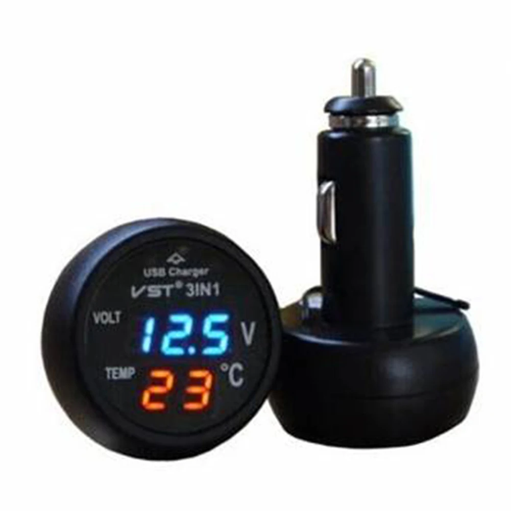 Цифровой USB-монитор 3 в 1 12 В 24 измеритель температуры светодиодные автомобильные