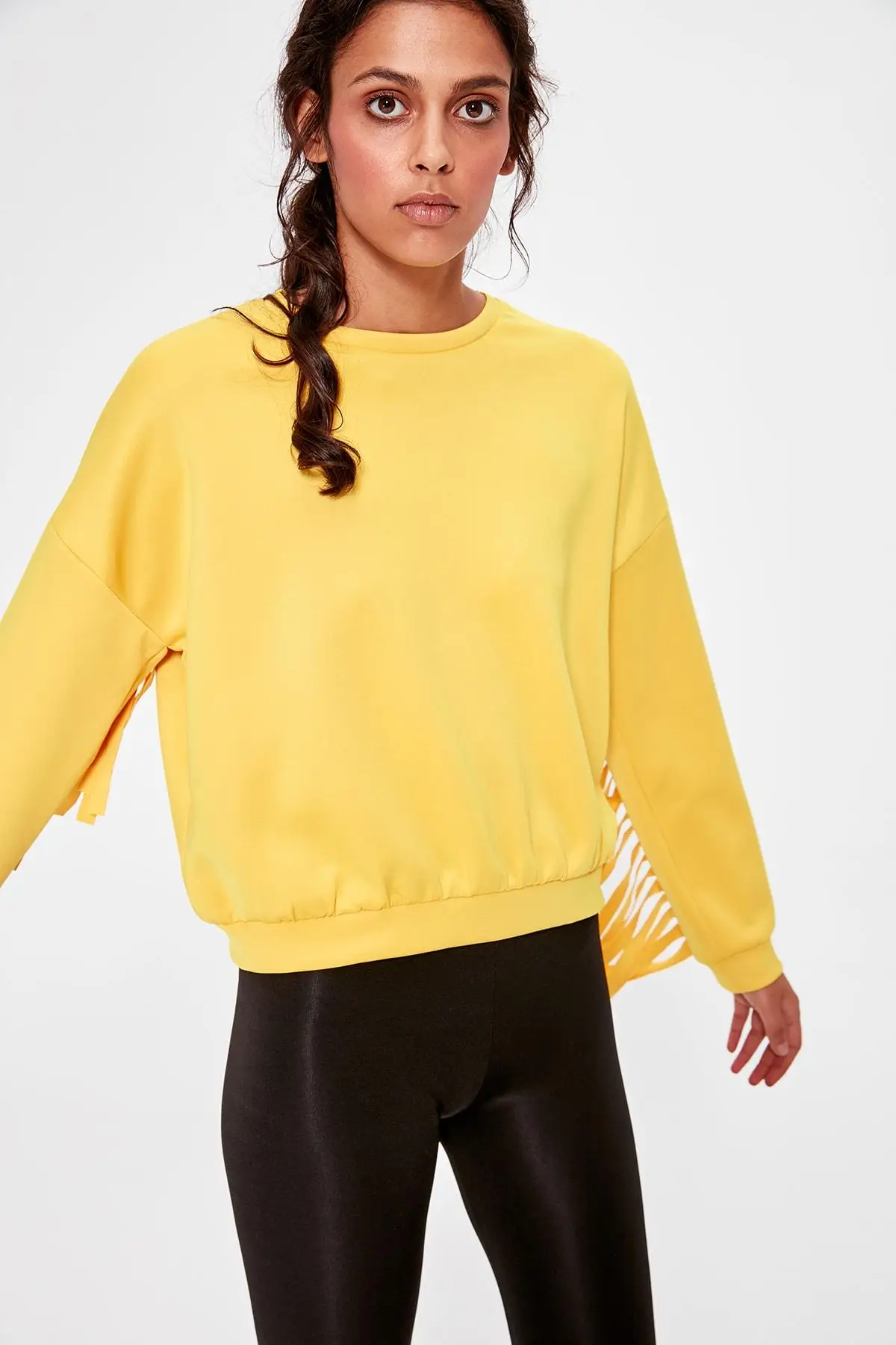 Трикотажная Толстовка Trendyol Yellow puskull】 TWOAW20SW0132