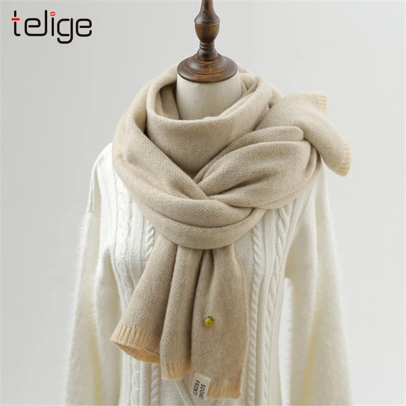 2019 Женские однотонные кашемировые шарфы женские зимние плотные теплые мягкие