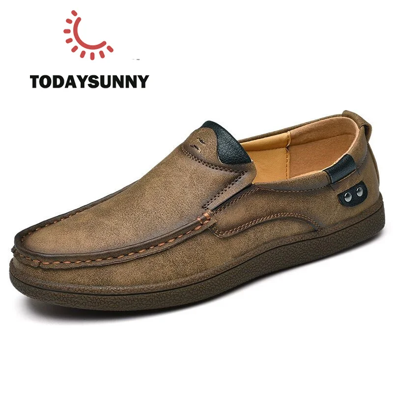 Мужские мокасины из натуральной кожи новые дышащие повседневные мужские для