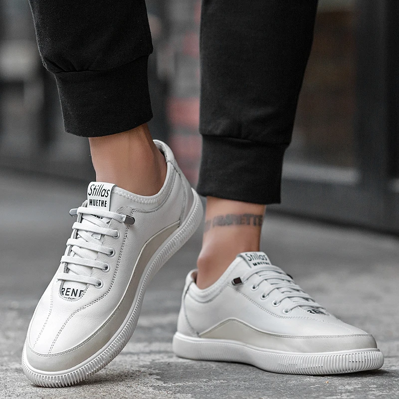 2021 New Branded Mens Shoes Genuine Leather Casual Tenis Luxury Man Non Slip Breathable Loafers Men Skateboard Hombre | Обувь