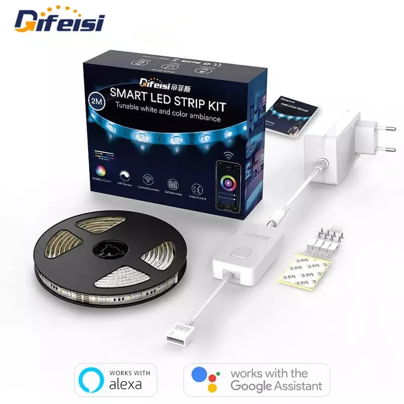 

Светодиодная Смарт светильник лента Difeisi, 2 м, RGB, Wi-Fi, 12 В