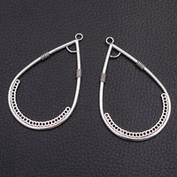 6pcs silver plated hollow drop charms retro earrings necklace metal pendant diy jewelry handicrafts accessories 6440mm a2277
