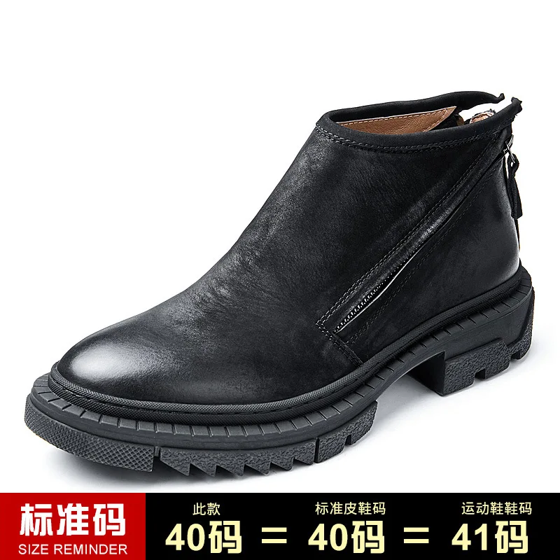 

Chelsea short boots men cowboy boots ankle boots British zipper High Quality Genuine Leather autumn winter British retro cowhide