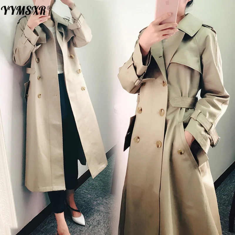 2022 New Spring and Autumn Women's Fashion Double-breasted Long Temperament Loose Jacket Coat High Quality Ladies Suit