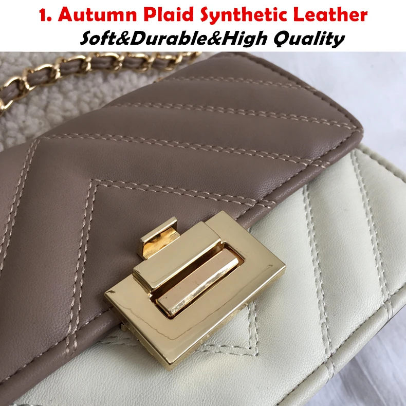 Burminsa Elegant Quilted Chain Crossbody Bags For Women Unique Design Lock High Quality Soft PU Female Shoulder Bags Autumn