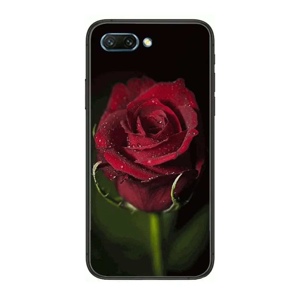 

Red Roses Flowers clear Phone Case For Huawei Honor 10 9 8 7 N Pro Lite A C RU Black Etui Coque Hoesjes comic fashion