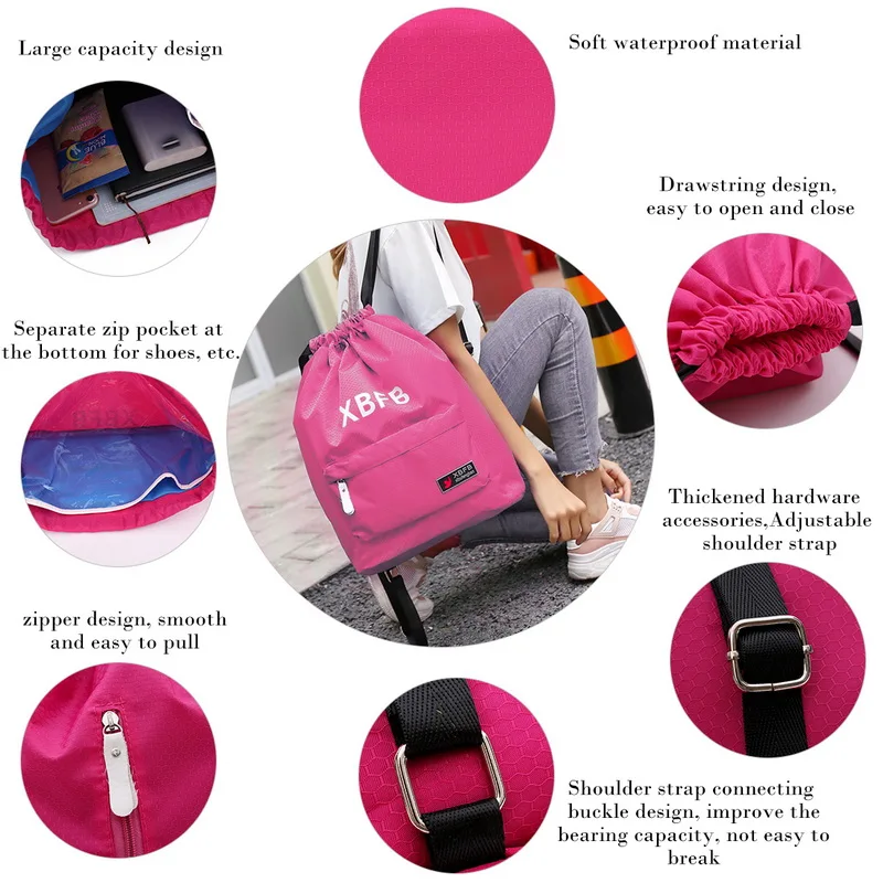 Vertvie Beach Backpack Portable Waterproof Gym Swim Pool Drawstring Bag Adjustable Dry Wet Separated Sport Equipment Bags Unisex | Спорт и