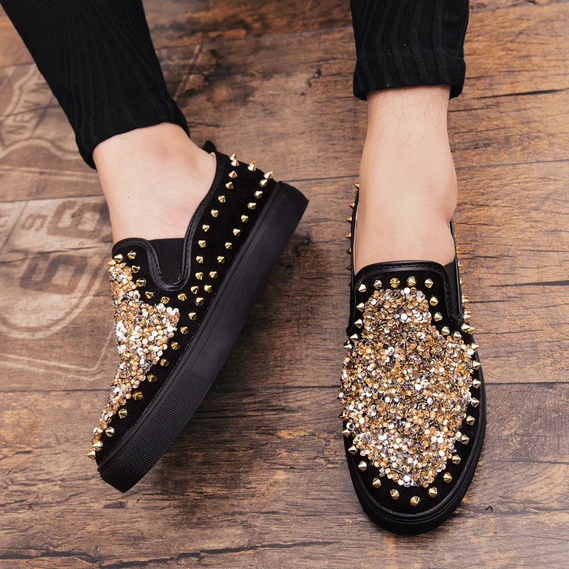 Black White Driving Shoes for Men Slip-on Classic Wearable Handmade Loafers Fashion Rivet Suede Leather Moccasins | Обувь