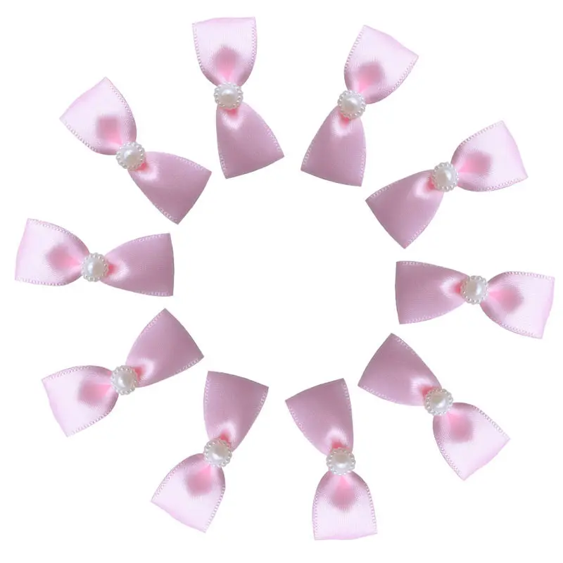 100 шт./лот мини маленькая лента жемчуг бант заколки для девочек украшение