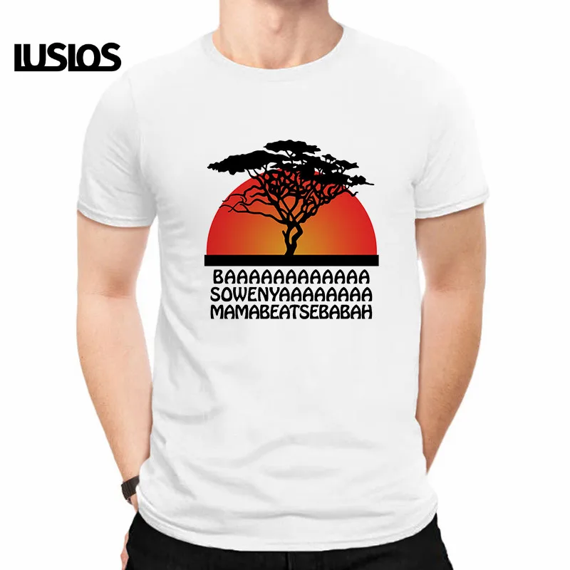 LUSLOS HAKUNA MATATA/мужская футболка больших размеров, летние футболки с коротким рукавом с изображением Льва и короля, белые футболки с принтом из мультфильма