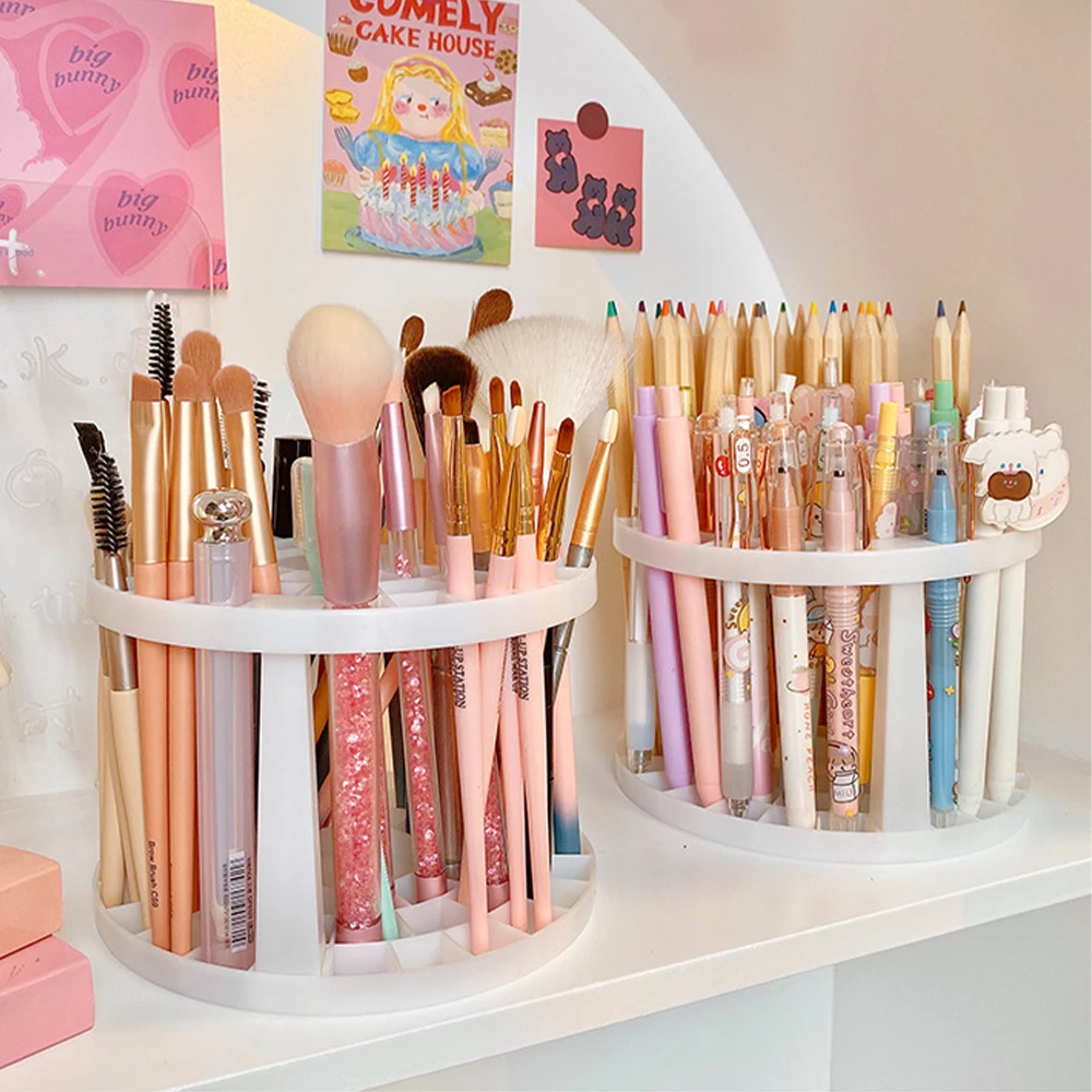 

Multi-function pencil Brushes Holder Round Pen Stand Pencil Storage Rack Makeup Display Stand Organize School Supplies
