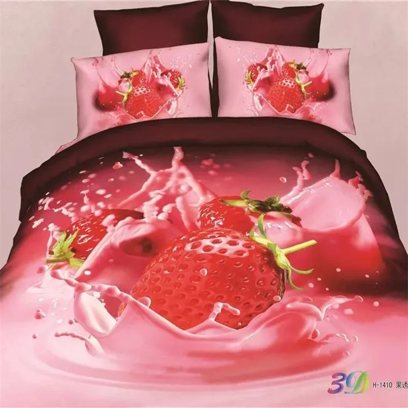 

3d Printed Pink Strawberry Bedding Set Queen King Size 100% Duvet Cover Bed Sheets Pillowcase Home Textiles