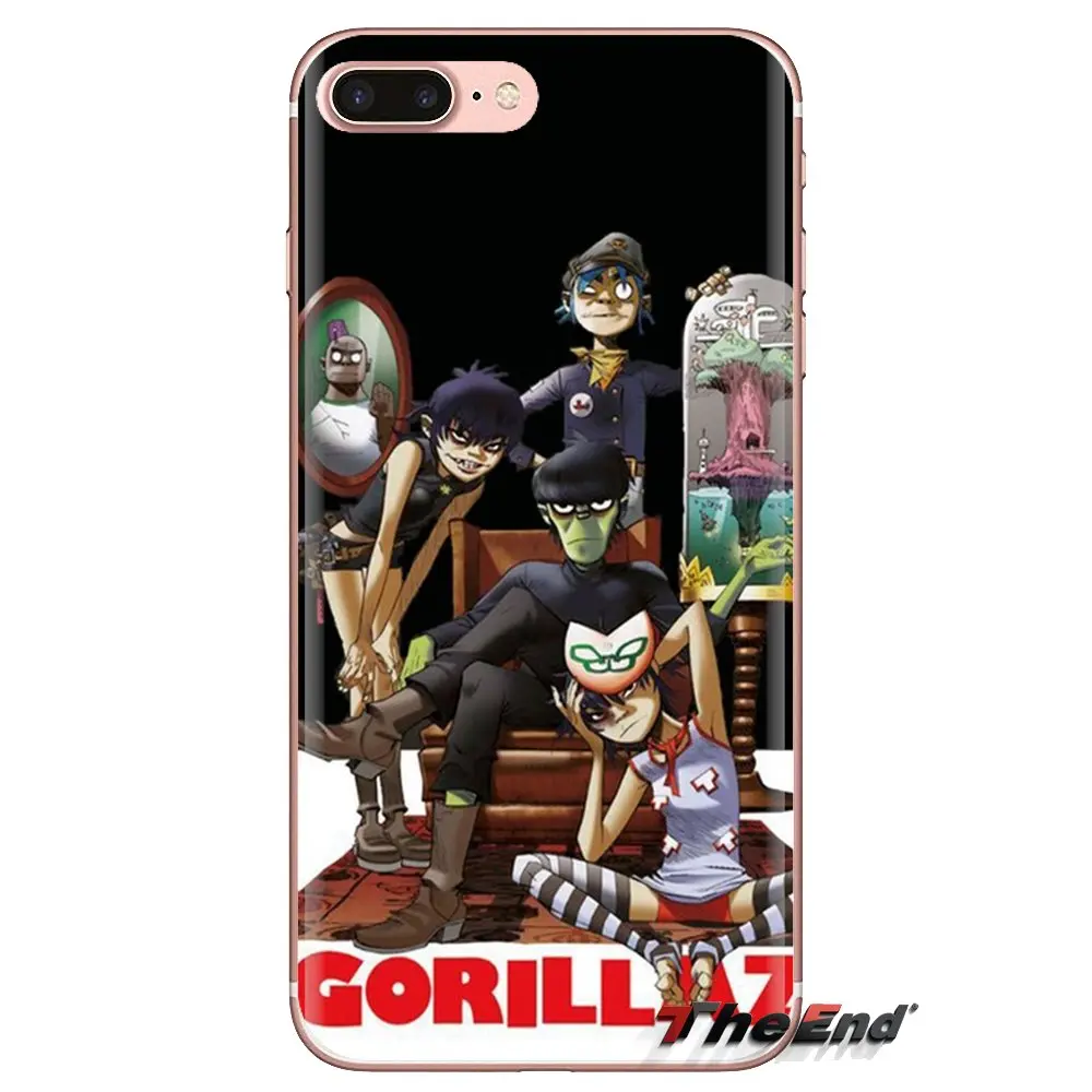 Мягкий ТПУ чехол для телефона iPhone XS Max XR X 4 4S 5 5S 5C SE 6 6S 7 8 плюс samsung Galaxy J1 J3 J5 J7 A3 A5 Gorillaz