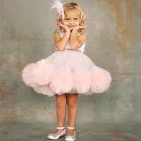 pink fancy puff skirt flower girl dresses birthday wedding robe de demoiselle princess communion