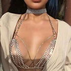 Шикарные Стразы ручной работы, майка, хрустальные стразы, цепь, открытая спина, бюстгальтер, укороченный топ, сексуальные женские топы для клубной вечеринки 2020