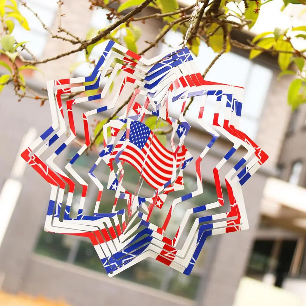 

Wind Chimes Eye-catching Flag Pattern Plastic Rotating Wind Bell Ornaments Supplies for Home