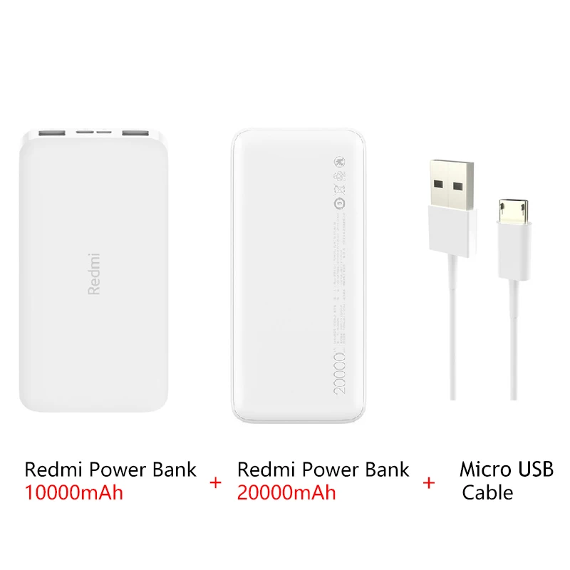 Xiaomi Redmi внешний аккумулятор 10000 мАч 20000 мАч Qi быстрое зарядное устройство портативное зарядное устройство Внешний аккумулятор - Цвет: 10000add20000 Micro