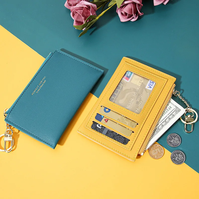 

Multifunction Photo Credit Card Holder Women's Small Wallet PU Leather Zipper Bill Money Bag Portable Clutch Mini Coin Purse