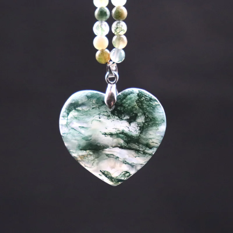 Натуральный камень подвеска из агата в форме сердца травы Моха Свитера сделай