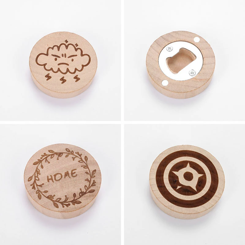 5PC Wood Round Fridge Magnet Refrigerator Bottles Beer Opener Creative Stick Drawing Wooden Magnets Decor|Магниты на холодильник|