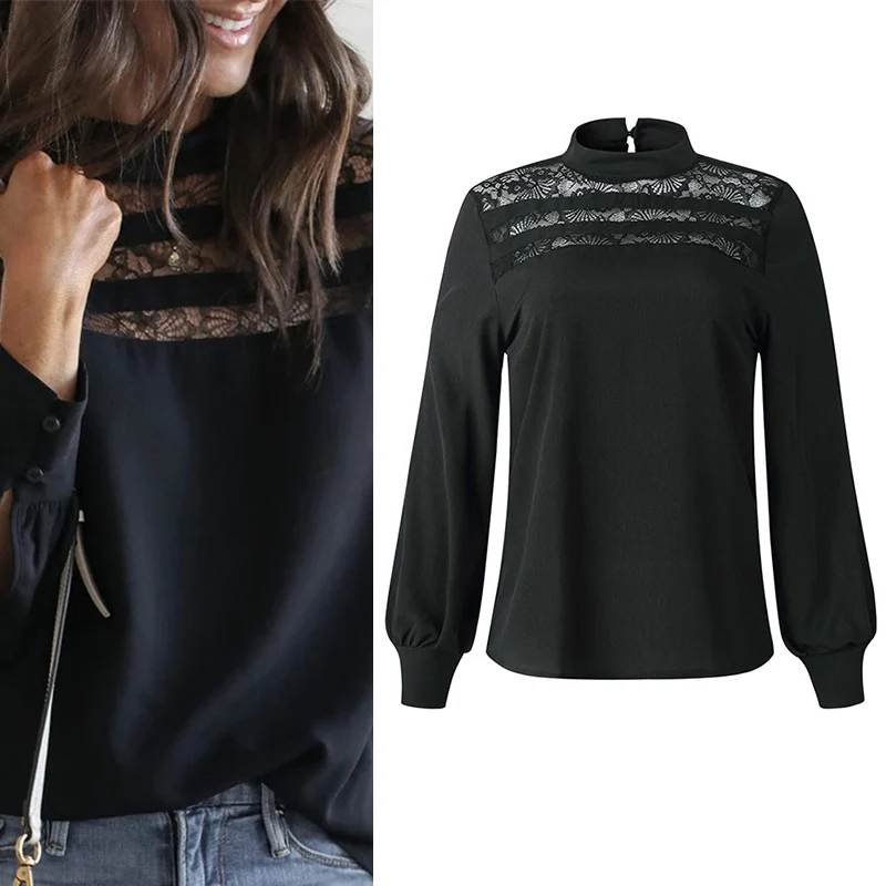 Новые женские офисные блузки винтажные кружевные цветочные рубашки для женщин с
